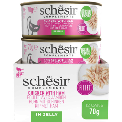 Schesir Cat Complements Kuracie a šunka v zele 70g obsah